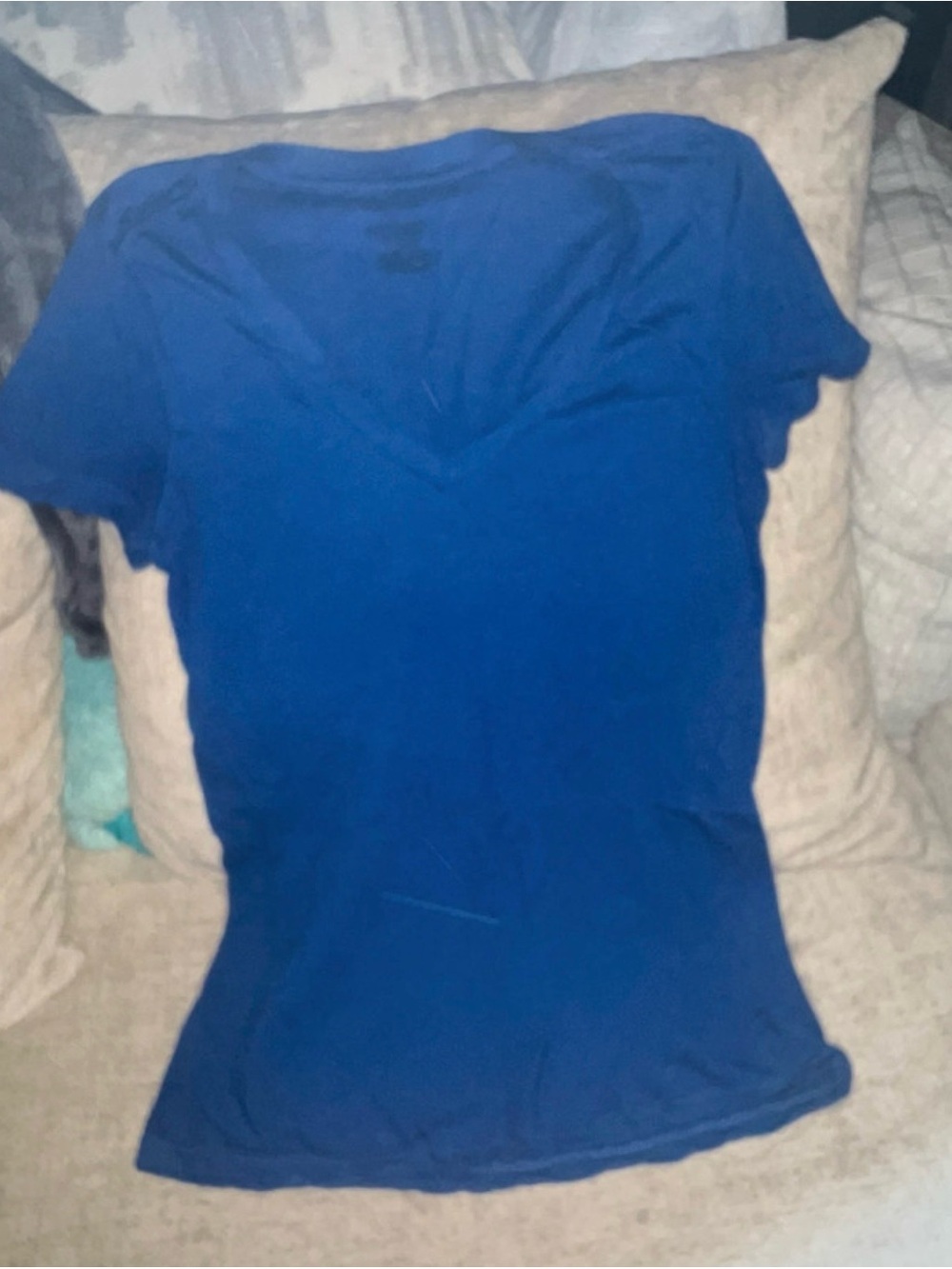 Wet Seal Blue Women's V-Neck Short Sleeve T-Shirt